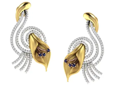 Women Flower Drop  Earring  3D print model