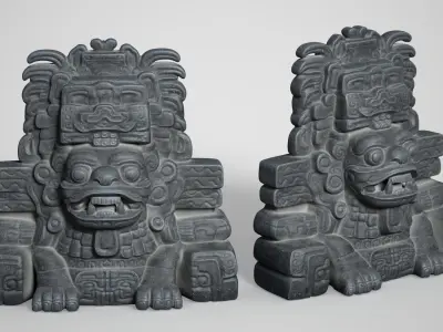 8 Mayan Statues - 241210 Low-poly 3D model