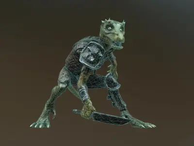 Kobold Lizard rigged for games Low-poly 3D model