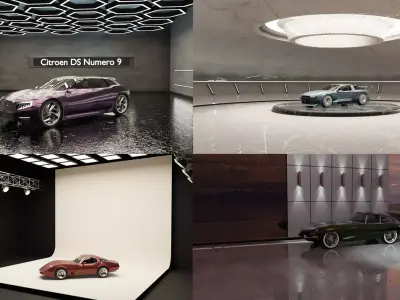 Car exhibition interior studio - 4 rooms 3D model