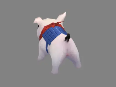 Cartoon bull terrier - puppy dog Low-poly 3D model
