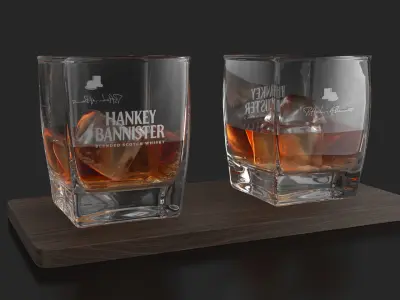 Hankey Bannister 21 YO Scotch Premium Whisky with Glass Drink 3D model