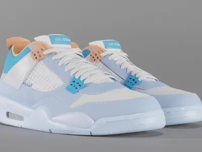 Jordan 4 Union LA Blue Low-poly 3D model