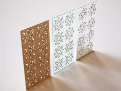Partition three wooden panels 3D model purchase