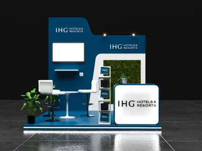 booth 3x3 open 3 side and one wall  3D model