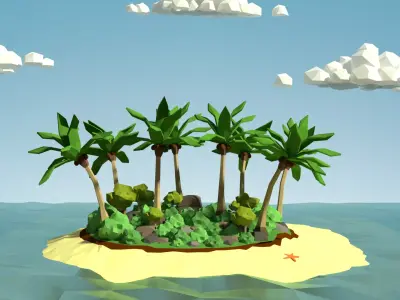 Low Poly Desert Island Kit Free low-poly 3D model