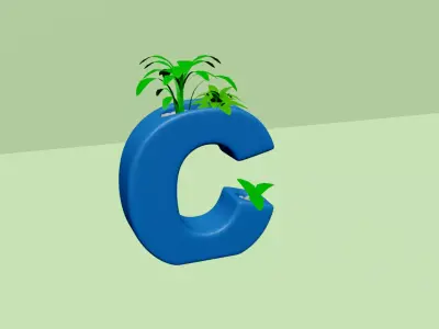 Vase C - Alphabet Vases Collection Letters - STL Printable 3D print model