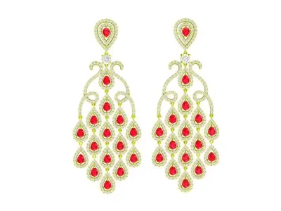 5835 asian luxury diamond earrings 3D print model