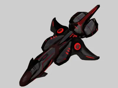 spaceship scout black Low-poly 3D model