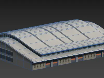 Warehouse Low-poly 3D model 2