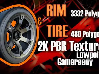 Awesome Rim and Tire 05 Low-poly 3D model