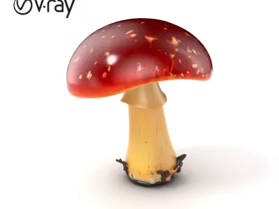 Cracked Red-Cap Mushroom Rugged Texture model pack Low-poly 3D model