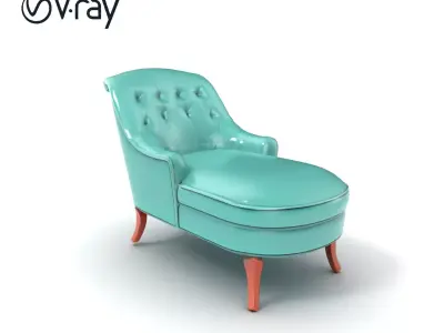 Velvet Chaise Lounge Model Pack with Mahogany Legs Low-poly 3D model