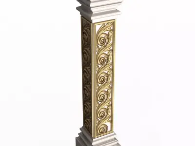 Stair Baluster 04 White Low-poly 3D model