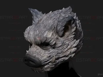 Zhu Bajie Head Decor Wearable - Black Myth Wukong 3D print model