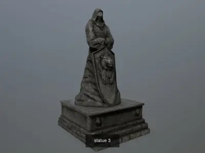 statue set of monk 3D Model Collection