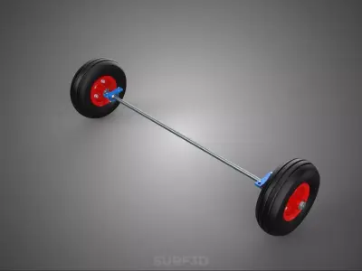 AXLE HUB ROD SHAFT WHEEL TIRE RIM CART TROLLEY BARROW BEARING 10 3D model