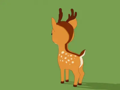Stylized Toon Deer Low-poly 3D model