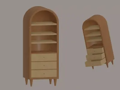 Round Bookshelf Low-poly 3D model