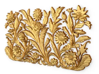 mural classic flowers decor ornament 12 3D model