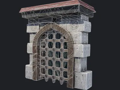 Castle gate Low-poly 3D model