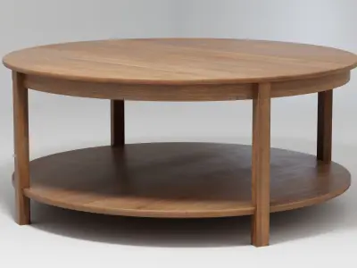 Round Wooden Coffee Table 3D model
