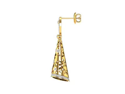 gold diamond women earrings 3D print model