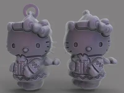 kitty christmas decor  3D print model