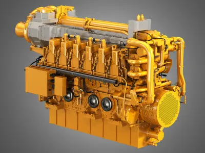 C280 Engine - V12 Industrial Diesel Engine 3D model