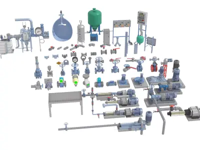 Industrial valve electric motor Low-poly 3D model