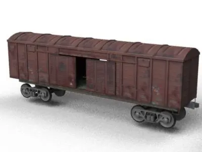 Railroad car on rails Low-poly 3D model
