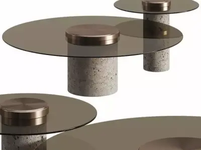 Modern Round Coffee Table Set GLASS  3D model
