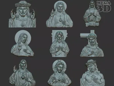 Jesus Portrait basrelief Pack B 240604 3D Model Collection