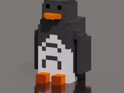 Penguin 1 Voxel Low-poly 3D model