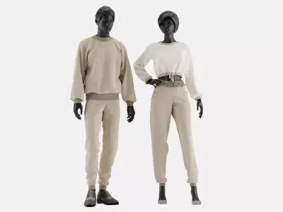 Sport Clothes Couple Set 02 3D model