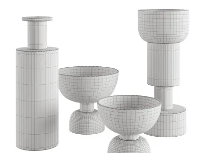 Black and white vase set by Ettore Sottsass 3D model