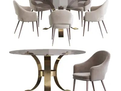 Deephouse  chair and Massimo Glass Top Dining Table 3D model