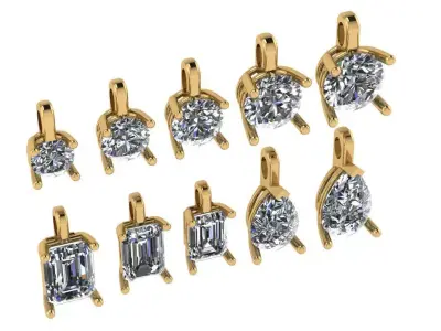 Griff 4 prong setting  diamond set of 10 simple straight bail  3D print model