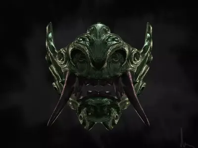 Oni half demon mask 3D print model