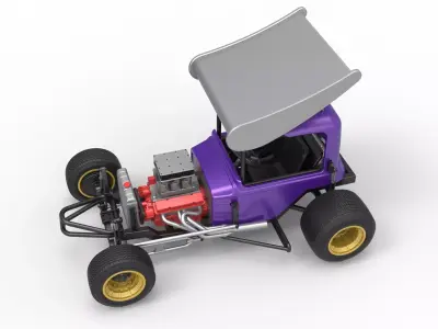 Vintage Winged Supermodified stock car for Dirt Scale 1 to 25 3D print model
