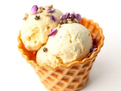 Ice Cream Waffle Cone Model Pack with Edible Flowers Low-poly 3D model