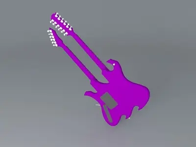 B C Rich Wave double neck guitar Free 3D model