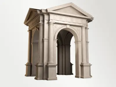 Arched portico in Doric Denticulated column order gazebo 3D model