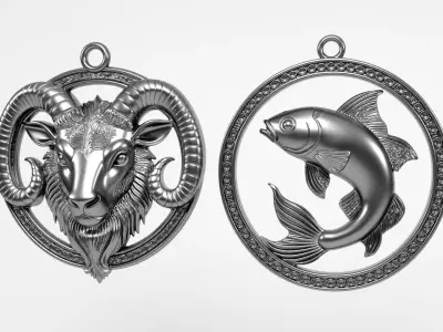 Aries and Pisces Pendants 3D print model