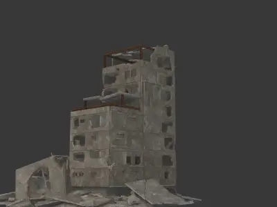 destroyed building Low-poly 3D model