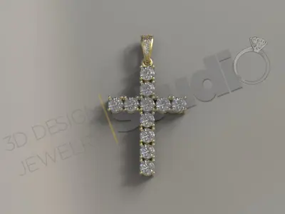 Luxury briliant christian gem cross 3d model 3D print model