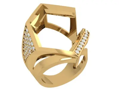 Hexagon Diamond Unique Ring 3962 3D print model