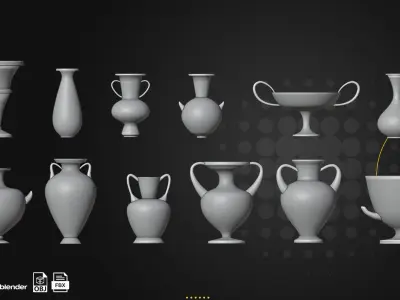 56 Ancient Greek Vases Pets Tutorial Video Low-poly 3D model