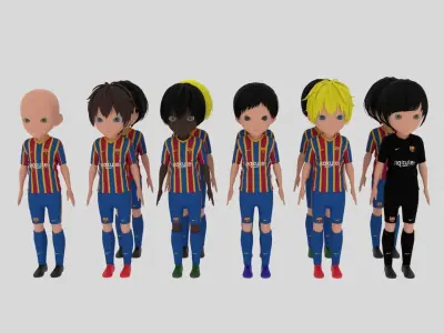 Barcelona Soccer - Football Team Low-poly 3D model