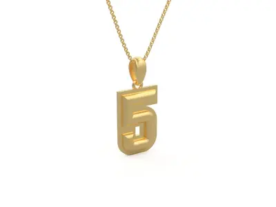Model 1156 Number 5 Necklace Curved With Border 3D print model